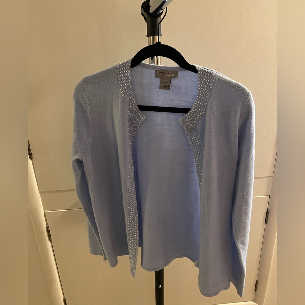 Designers Original Periwinkle Blue Sweater with Pearl details